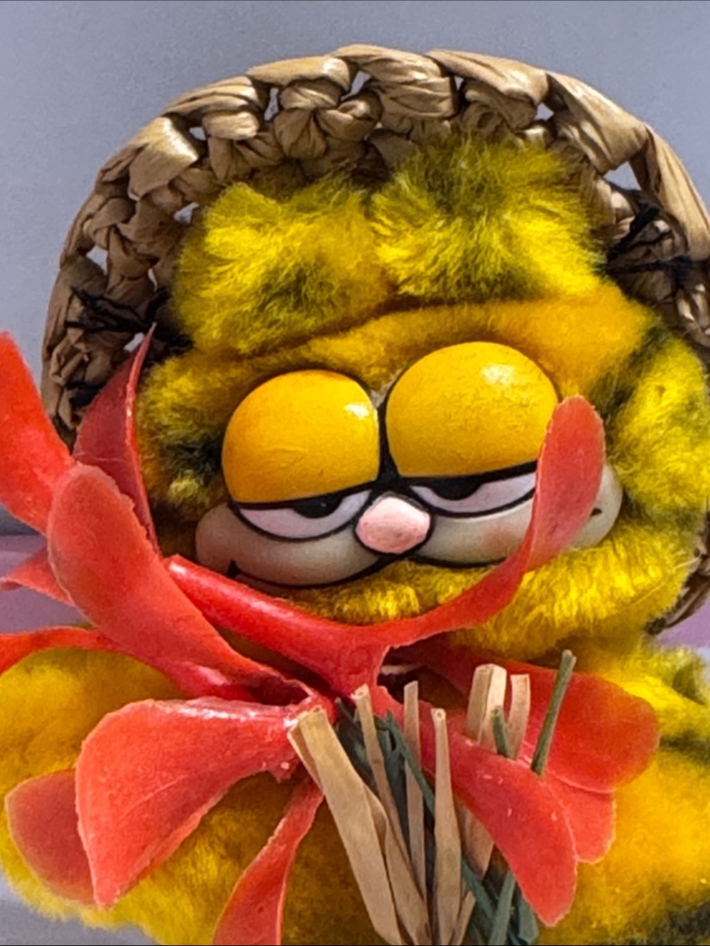 Garfield Yellow Plush Figurine with Straw Hat